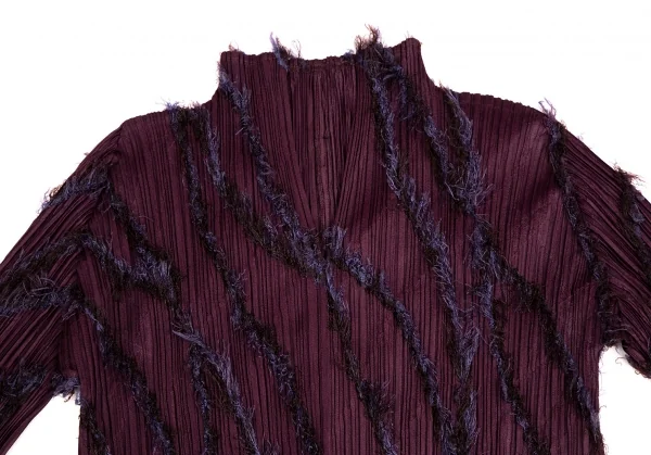 プリーツプリーズPLEATS PLEASE バイアスフリンジスキッパーカットソー 紫3 K-109941_003