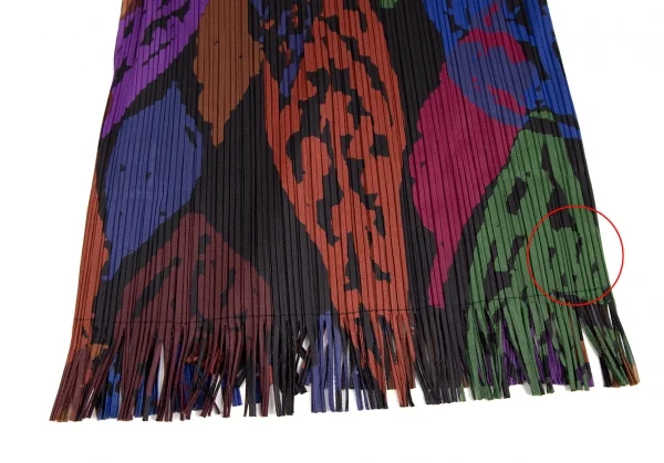 プリーツプリーズPLEATS PLEASE ボタンレスカラフルフリンジカットソー 黒マルチ3 K-109960_010