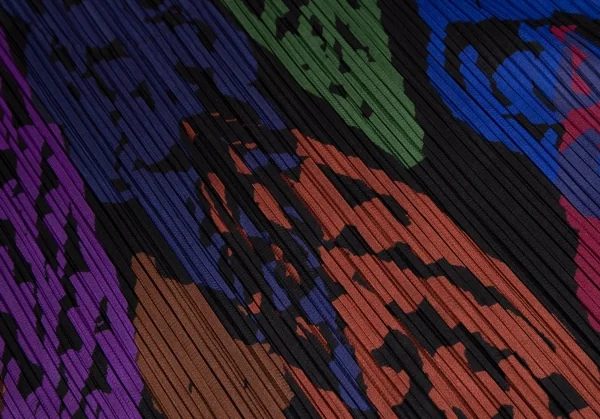 プリーツプリーズPLEATS PLEASE ボタンレスカラフルフリンジカットソー 黒マルチ3 K-109960_012