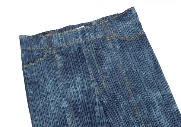 プリーツプリーズPLEATS PLEASE デニム転写ステッチパンツ インディゴ2 K-109968_002