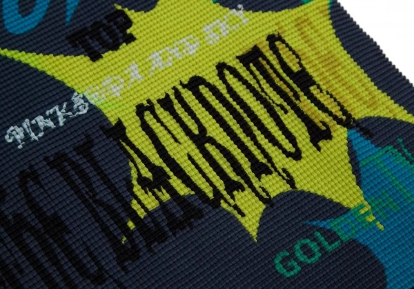 イッセイミヤケ ミーISSEY MIYAKE me レタリングボックスプリーツハイネックTシャツ 紺マルチF K-109970_008