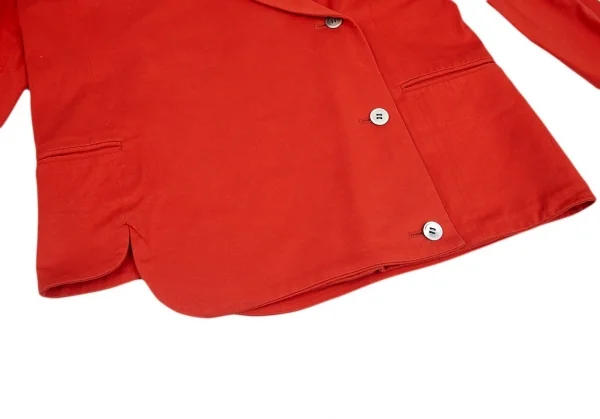 ヨウジヤマモト ファムYohji Yamamoto FEMMEコットン天竺カッティングデザインダブルジャケット 赤M K-110010_011