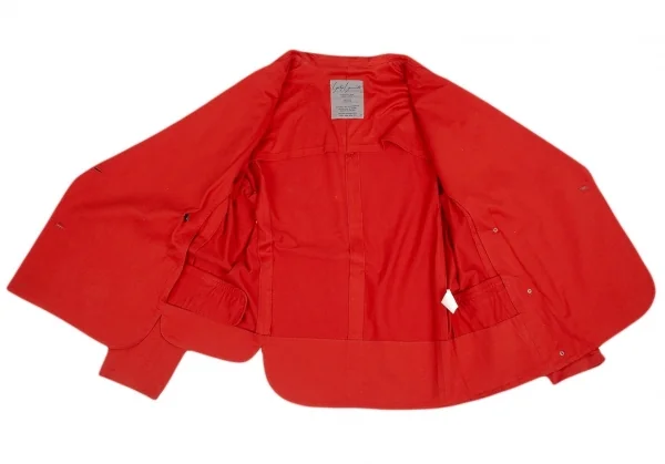 ヨウジヤマモト ファムYohji Yamamoto FEMMEコットン天竺カッティングデザインダブルジャケット 赤M K-110010_013