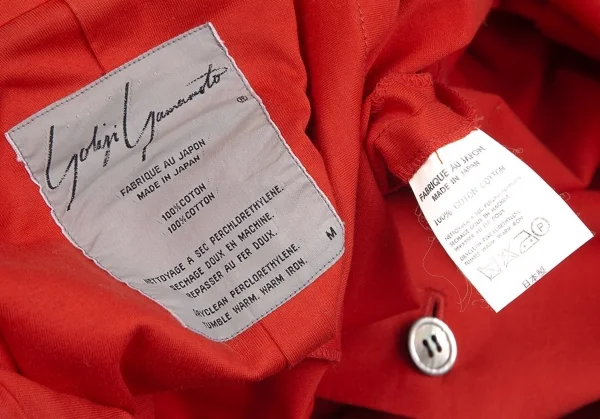 ヨウジヤマモト ファムYohji Yamamoto FEMMEコットン天竺カッティングデザインダブルジャケット 赤M K-110010_017