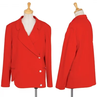 ヨウジヤマモト ファムYohji Yamamoto FEMMEコットン天竺カッティングデザインダブルジャケット