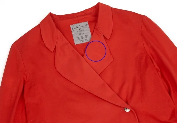 ヨウジヤマモト ファムYohji Yamamoto FEMMEコットン天竺カッティングデザインダブルジャケット 赤M K-110010_003