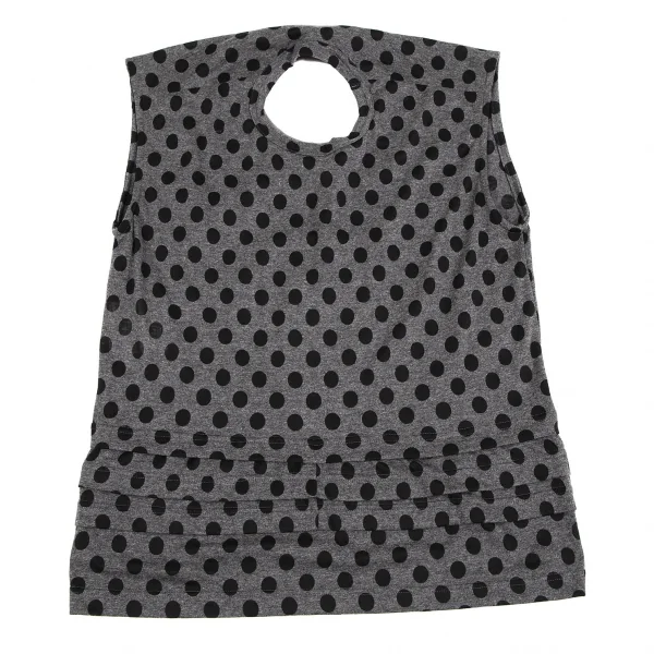 ジュンヤワタナベ コムデギャルソンJUNYA WATANABE COMME des GARCONS バックサークルカッティングドットノースリーブカットソー グレー黒S K-110030_010