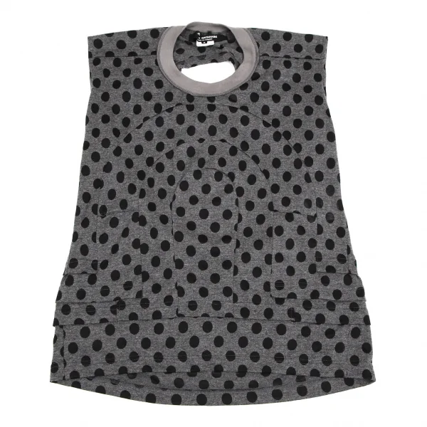 ジュンヤワタナベ コムデギャルソンJUNYA WATANABE COMME des GARCONS バックサークルカッティングドットノースリーブカットソー グレー黒S K-110030_002