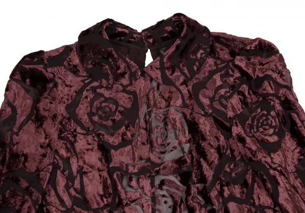 ジュンヤワタナベ コムデギャルソンJUNYA WATANABE COMME des GARCONS ローズシースルートップボタン留めパイルシャツ ワインS K-110031_003