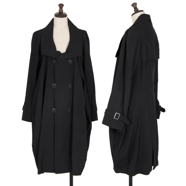 ジュンヤワタナベ コムデギャルソンJUNYA WATANABE COMME des GARCONS ウールギャバスクエアネックロングジャケット 紺S K-110034_001