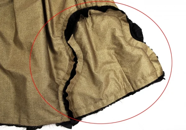 コムデギャルソンCOMME des GARCONS フリルカッティング中綿ボリュームグリッタースカート ゴールド黒S K-110036_010