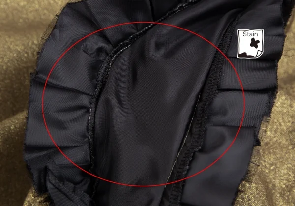 コムデギャルソンCOMME des GARCONS フリルカッティング中綿ボリュームグリッタースカート ゴールド黒S K-110036_011