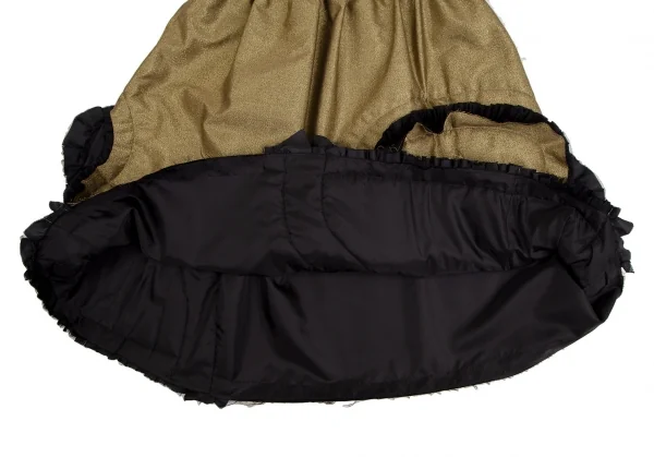 コムデギャルソンCOMME des GARCONS フリルカッティング中綿ボリュームグリッタースカート ゴールド黒S K-110036_013