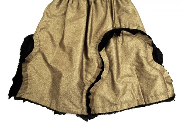 コムデギャルソンCOMME des GARCONS フリルカッティング中綿ボリュームグリッタースカート ゴールド黒S K-110036_007