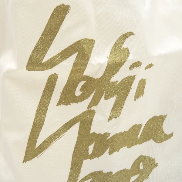 ヨウジヤマモトYohji Yamamoto ラメロゴプリントショッピングバッグ 生成り K-110063_004