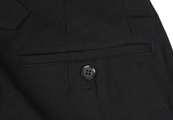 ヨウジヤマモト ノアールYohji Yamamoto NOIR ウールギャバシンチバックワイドパンツ 黒2 K-110066_010