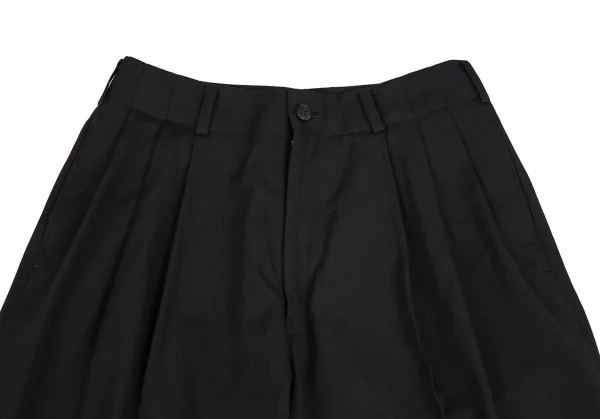 ヨウジヤマモト ノアールYohji Yamamoto NOIR ウールギャバシンチバックワイドパンツ 黒2 K-110066_002