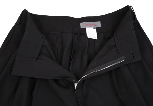 ヨウジヤマモト ノアールYohji Yamamoto NOIR ウールギャバシンチバックワイドパンツ 黒2 K-110066_004