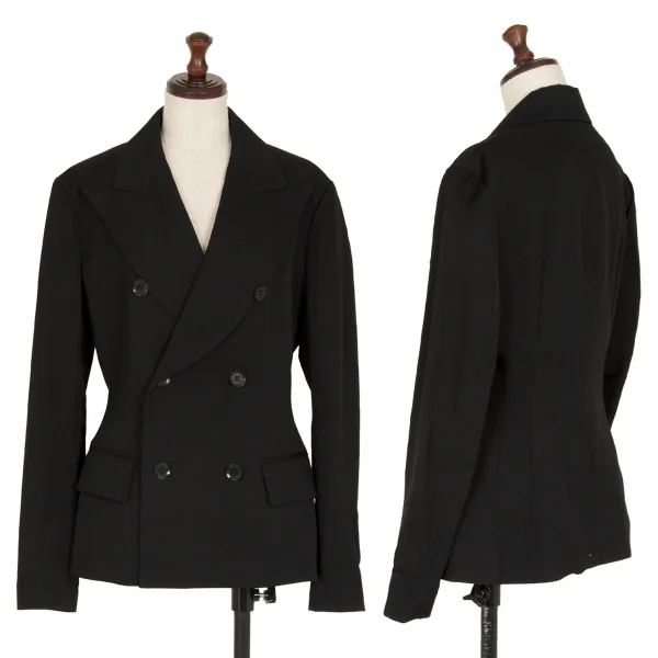 ヨウジヤマモト ノアールYohji Yamamoto NOIR ウールギャバピークドラペルダブルセットアップスーツ 黒2 K-110067_002