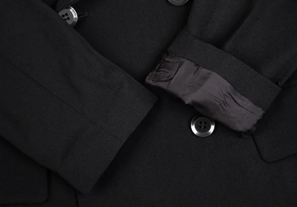 ヨウジヤマモト ノアールYohji Yamamoto NOIR ウールギャバピークドラペルダブルセットアップスーツ 黒2 K-110067_006