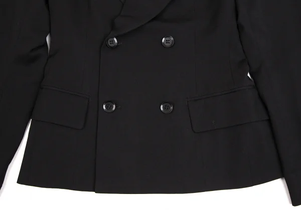ヨウジヤマモト ノアールYohji Yamamoto NOIR ウールギャバピークドラペルダブルセットアップスーツ 黒2 K-110067_007