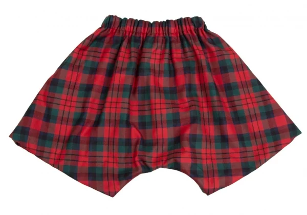 コムデギャルソンCOMME des GARCONS タータンチェックパデットサルエルハーフパンツ 赤緑XS K-110114_010