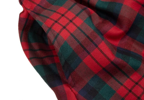 コムデギャルソンCOMME des GARCONS タータンチェックパデットサルエルハーフパンツ 赤緑XS K-110114_004