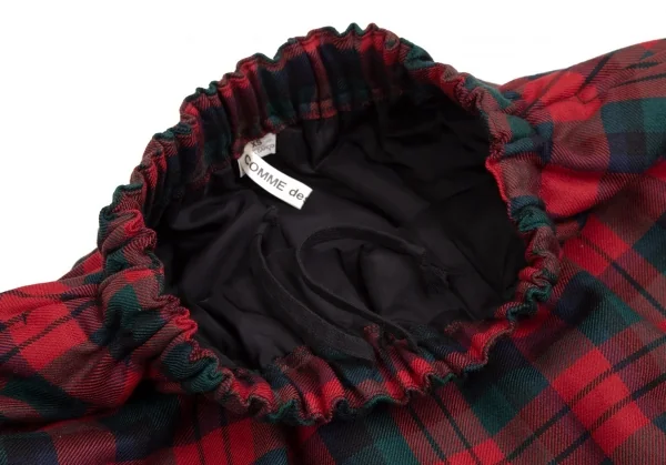 コムデギャルソンCOMME des GARCONS タータンチェックパデットサルエルハーフパンツ 赤緑XS K-110114_005