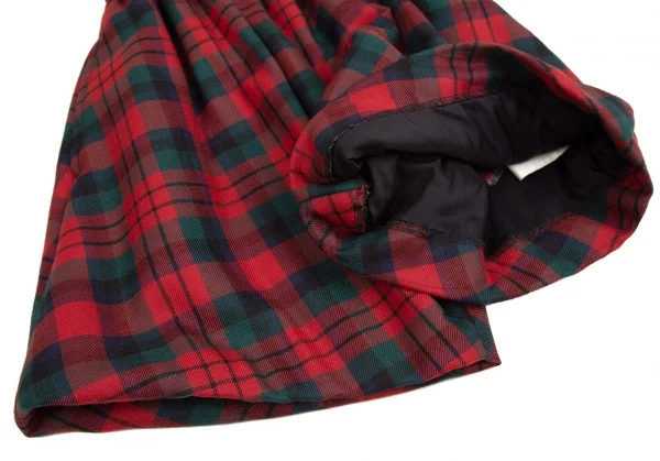 コムデギャルソンCOMME des GARCONS タータンチェックパデットサルエルハーフパンツ 赤緑XS K-110114_009