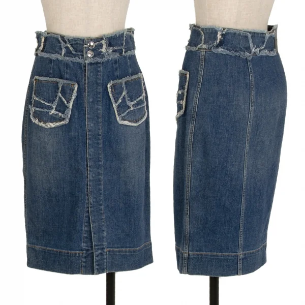 ソニアリキエルSONIA RYKIEL スナップボタン開き切替デザインデニムスカート インディゴ36 K-110138_001