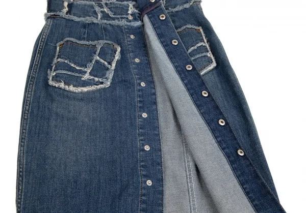ソニアリキエルSONIA RYKIEL スナップボタン開き切替デザインデニムスカート インディゴ36 K-110138_008