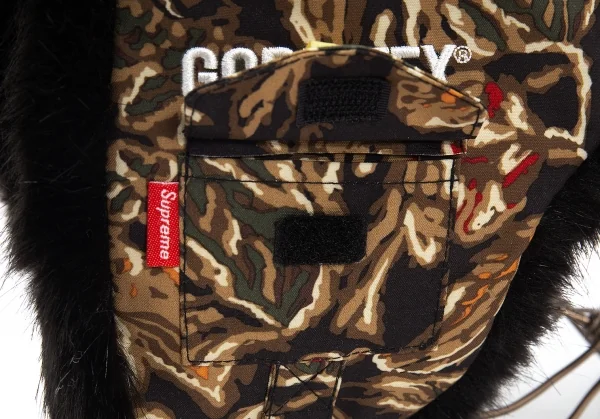 シュプリームSupreme GORE-TEX Taped Seam Trooper フラワープリントフライトキャップ 黒茶ONE SIZE K-110144_006