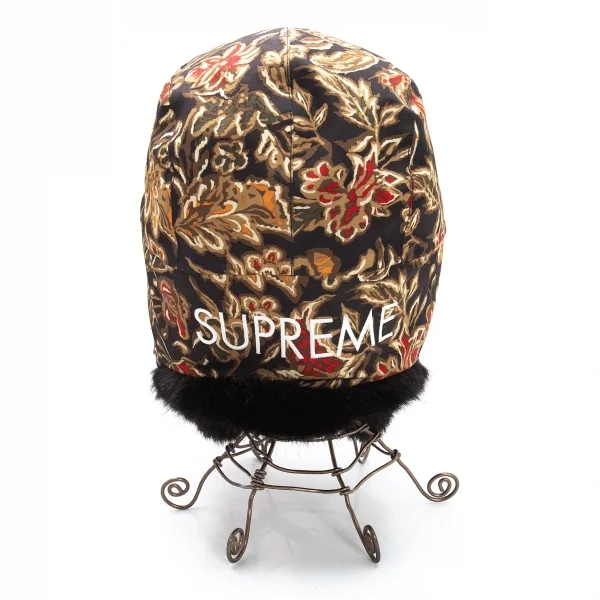 シュプリームSupreme GORE-TEX Taped Seam Trooper フラワープリントフライトキャップ 黒茶ONE SIZE K-110144_007
