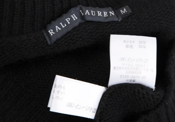 ラルフローレンRALPH LAUREN カシミヤウールタートルネックニットセーター 黒M K-110155_013