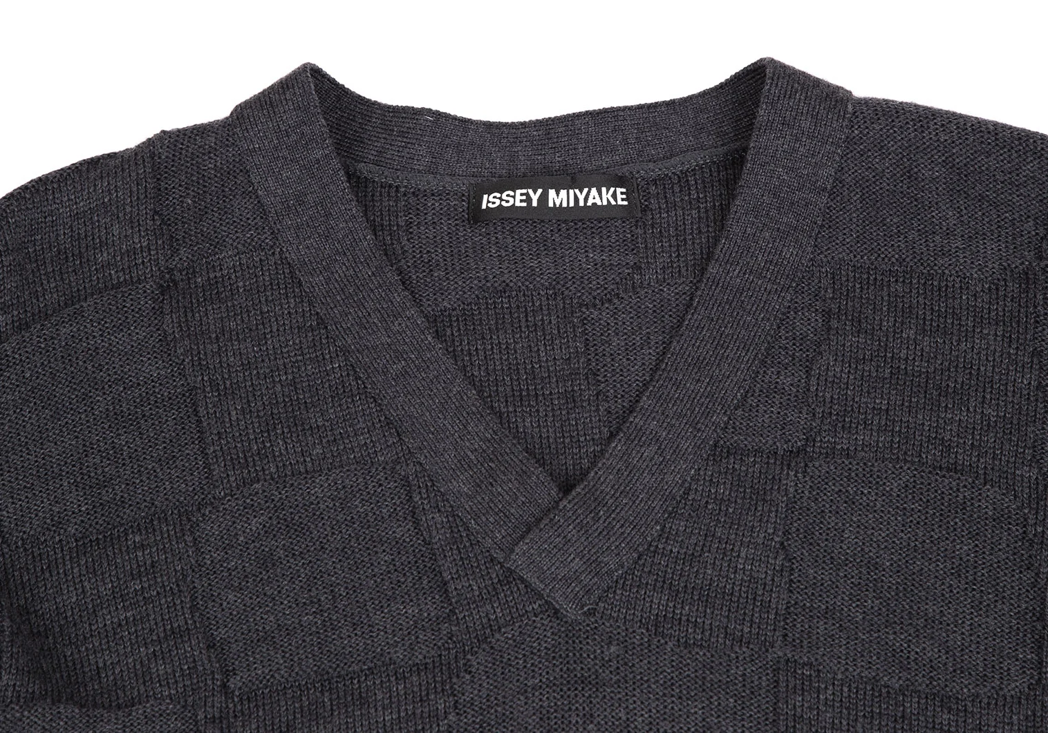 ISSEY MIYAKE MEN ニットセーター グレー イッセイミヤケ メンISSEY MIYAKE MEN ウールブロック織りV