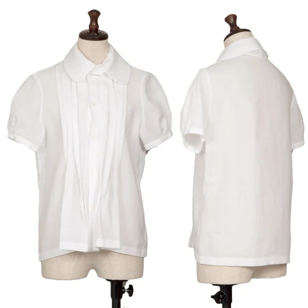 ジュンヤワタナベ コムデギャルソンJUNYA WATANABE COMME des GARCONS リネンピンタックラウンドカラー半袖ブラウス 白SS K-110206_001