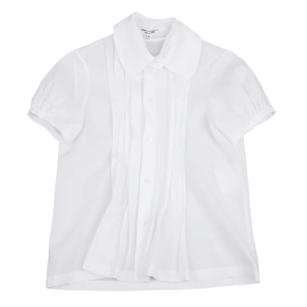 ジュンヤワタナベ コムデギャルソンJUNYA WATANABE COMME des GARCONS リネンピンタックラウンドカラー半袖ブラウス 白SS K-110206_002