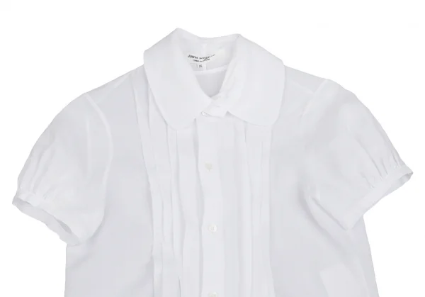 ジュンヤワタナベ コムデギャルソンJUNYA WATANABE COMME des GARCONS リネンピンタックラウンドカラー半袖ブラウス 白SS K-110206_003
