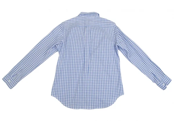 コムデギャルソンCOMME des GARCONS ギャザーフリル装飾ギンガムチェックシャツ 白水色S位 K-110219_014