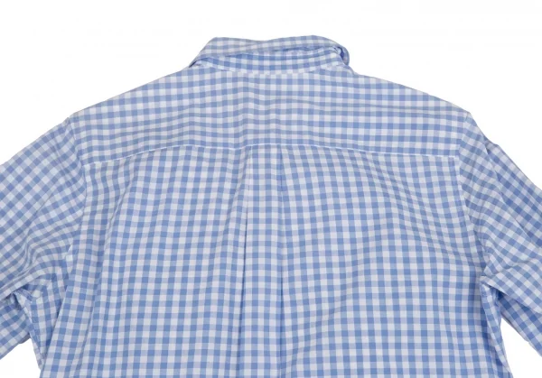 コムデギャルソンCOMME des GARCONS ギャザーフリル装飾ギンガムチェックシャツ 白水色S位 K-110219_015