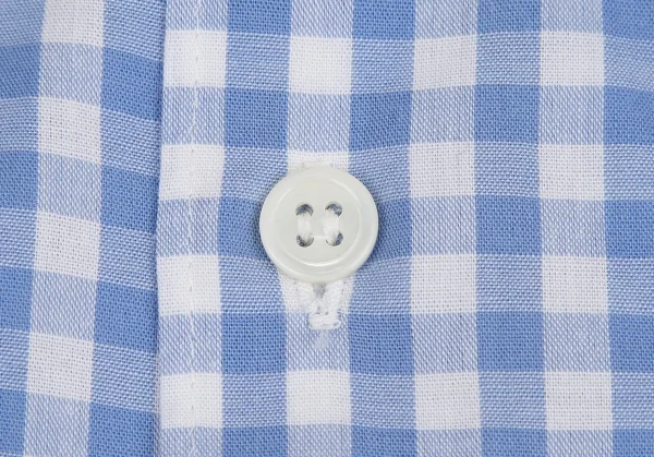 コムデギャルソンCOMME des GARCONS ギャザーフリル装飾ギンガムチェックシャツ 白水色S位 K-110219_008