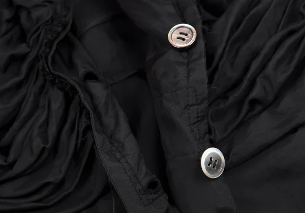 コムデギャルソンCOMME des GARCONS キュプラギャザー切替半袖ジャケット 黒S位 K-110222_010
