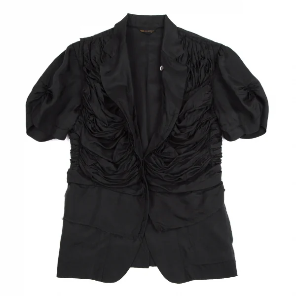 コムデギャルソンCOMME des GARCONS キュプラギャザー切替半袖ジャケット 黒S位 K-110222_002
