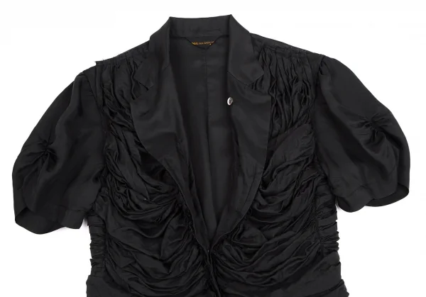 コムデギャルソンCOMME des GARCONS キュプラギャザー切替半袖ジャケット 黒S位 K-110222_003