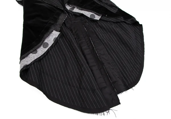 コムデギャルソンCOMME des GARCONS ベロアインサイドアウト切替ストライプ半袖ジャケット 黒XS K-110223_007