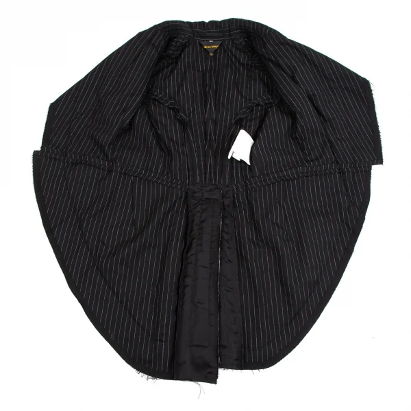 コムデギャルソンCOMME des GARCONS ベロアインサイドアウト切替ストライプ半袖ジャケット 黒XS K-110223_008