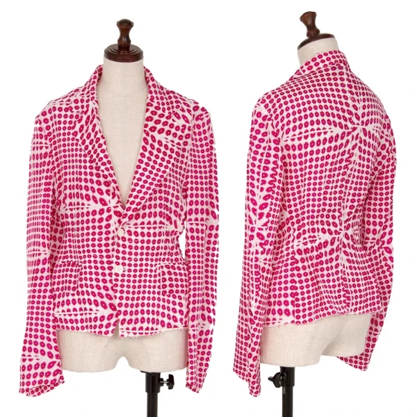 コムデギャルソンCOMME des GARCONS キュプラフラワー総柄プリントジャケット 白ピンクS位 K-110224_001