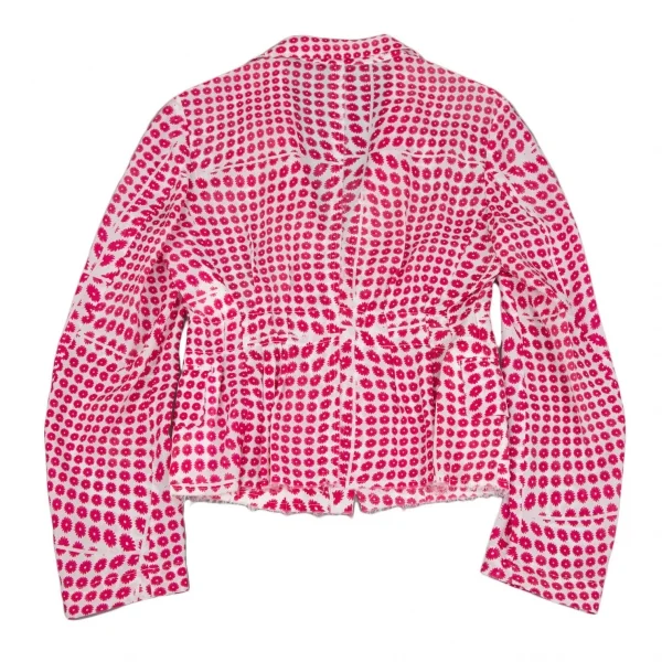 コムデギャルソンCOMME des GARCONS キュプラフラワー総柄プリントジャケット 白ピンクS位 K-110224_014