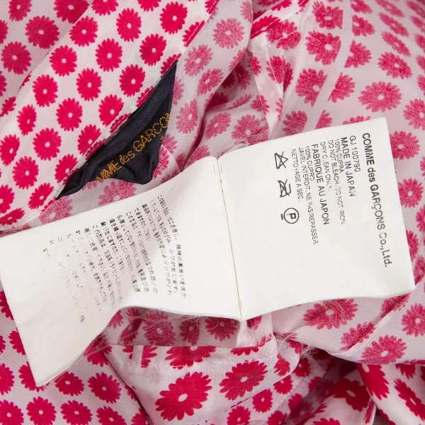 コムデギャルソンCOMME des GARCONS キュプラフラワー総柄プリントジャケット 白ピンクS位 K-110224_019
