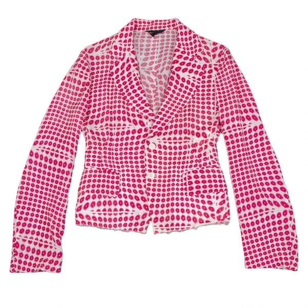 コムデギャルソンCOMME des GARCONS キュプラフラワー総柄プリントジャケット 白ピンクS位 K-110224_002